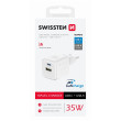 Зарядний пристрій Swissten TRAVEL CHARGER GaN 1x USB-C 35W PD + 1x USB-A 27W QC