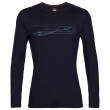 Чоловіча функціональна футболка Icebreaker 200 Oasis LS Crewe Ski Stripes темно-синій