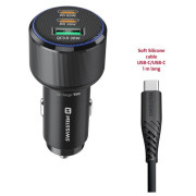 Адаптер Swissten Car Charger 2x USB-C PD + USB-A, 95 W + cabel USB-C / USB-C, 1 m