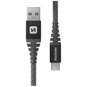 Кабель для зарядки і передачі даних Swissten Kevlar USB/USB-C 1,5 m темно-сірий