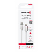 Кабель для зарядки і передачі даних Swissten Textile USB-C / Lightning 1,2 m срібний stříbrná