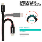 Кабель для зарядки і передачі даних Swissten Textile USB / Lightning 3 m