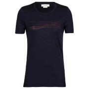 Жіноча футболка Icebreaker Tech Lite II SS Tee Ski Stripes темно-синій