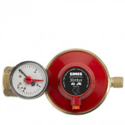 Регулятор тиску Gimeg Regulátor tlaku plynu s barometrem a tlakovou pojistkou Gimeg 30 Mbar Kombi se závitem 1/4" червоний