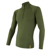 Pánské triko Sensor DF Merino Wool dl.r. zip zelená safari