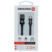 Кабель для зарядки і передачі даних Swissten Textile USB / Lightning 2 m чорний černá