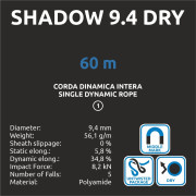 Альпіністська мотузка Camp Shadow 9.4 Dry - 60m