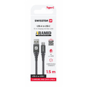 Кабель для зарядки і передачі даних Swissten Aramid Reinforced USB/USB-C 1,5 m