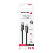 Кабель для зарядки і передачі даних Swissten Textile USB-C / USB-C 2 m чорний černá