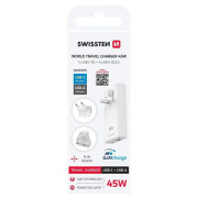Адаптер Swissten World Travel Charger 45W GaN USB-C + USB-A