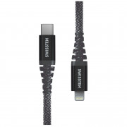 Кабель для зарядки і передачі даних Swissten Kevlar USB-C/Lightning 1,5 m темно-сірий
