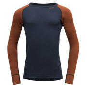 Чоловіча функціональна футболка Devold Duo Active Merino 205 Shirt синій/помаранчевий Flame/Ink