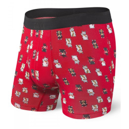 Boxerky Saxx Platinum Boxer Brief Fly červená red lucky cat