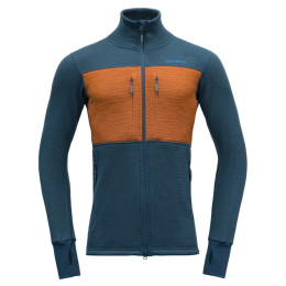 Чоловіча функціональна толстовка Devold Egga Grid Merino Jkt синій/помаранчевий