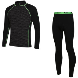 Чоловічий функціональний комплект Zulu Merino 240 Zip Long чорний/зелений Black/Green