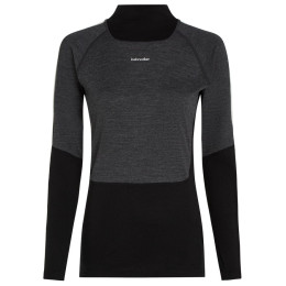 Жіноча функціональна футболка Icebreaker Women Mer 200 Oasis+ LS High Neck чорний/сірий Blk/Jtht/Und/Cb