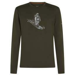 Чоловіча функціональна футболка Icebreaker Men Merino 200 Oasis LS Crewe SkiingYeti темно-зелений Dk Loden