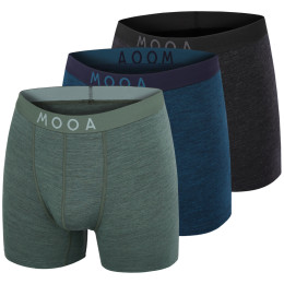 Чоловічі боксери MOOA MerinoSilk 4in 3-pack кольоровий мікс black melange+lagoon blue melange+green melange
