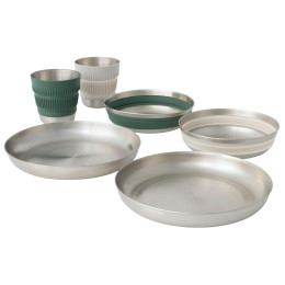 Набір посуду Sea to Summit Detour Stainless Steel Collapsible Dinnerware Set 6 Piece срібний/зелений