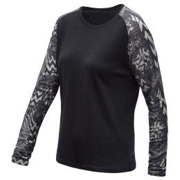 Жіноча функціональна футболка з д. рукавом Sensor Merino Blend Impress чорний/сірий černá/zebra