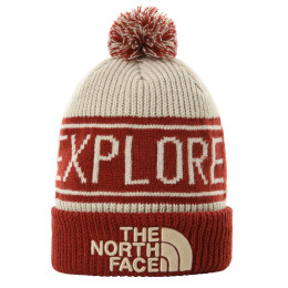 Шапка The North Face Retro Tnf Pom Beanie білий/червоний BrickHouseRed/Flax