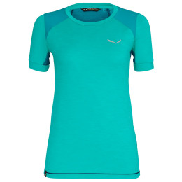 Dámské triko Salewa Pedroc Hybrid Dry W S/S Tee zelená 5639 lagoon green melange