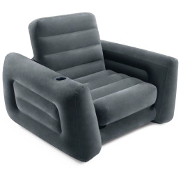 Надувне крісло Intex Pull-out Chair темно-сірий grey