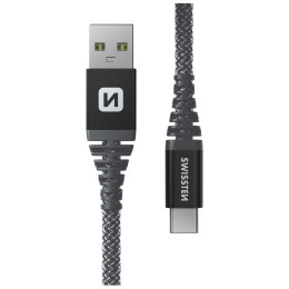 Кабель для зарядки і передачі даних Swissten Kevlar USB/USB-C 1,5 m темно-сірий Antracit