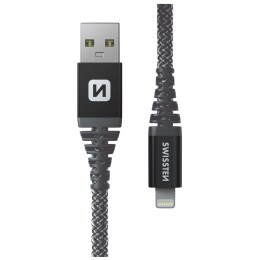 Кабель для зарядки і передачі даних Swissten Kevlar USB/Lightning 1,5 m темно-сірий Antracit