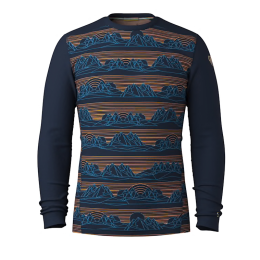 Чоловіча функціональна футболка Smartwool M Classic Thermal Merino Base Layer Crew коричневий/синій DEEP NAVY GEO PEAKS