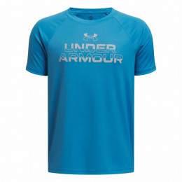 Дитяча футболка Under Armour Tech Split Wordmark SS-BLU синій Blue