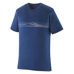 Чоловіча футболка Patagonia M's Cap Cool Merino Blend Graphic Shirt синій Strata Stripe: Clement Blue