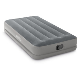 Надувний матрац Intex Twin Dura-Beam Prestige Mid-Rise USB Pump сірий