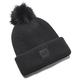 Жіноча шапка Under Armour Halftime Ribbed Pom чорний