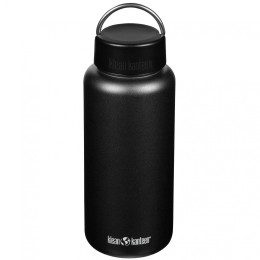 Пляшка з нержавіючої сталі Klean Kanteen Wide w/Wide Loop Cap - brushed stainless 1182 ml чорний