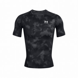 Чоловіча функціональна футболка Under Armour HG Armour Printed SS чорний/сірий Black/White