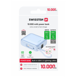 Павербанк Swissten Space 10000 mAh USB-C + Lightning синій modrá