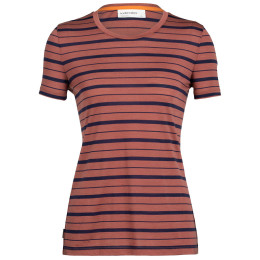 Жіноча футболка Icebreaker Women Wave SS Tee Stripe червоний/чорний