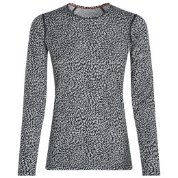 Жіноча функціональна футболка Icebreaker Women Merino 200 Oasis LS Crewe Flock Forms AOP білий/чорний Mdnav/Snow/Aop