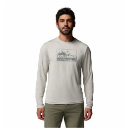 Чоловіча футболка Columbia Parsons Point™ Ls Graphic Tee бежевий Dark Stone Heather Framed Peakscape