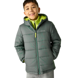 Дитяча зимова куртка Regatta Junior Hooded Marizion Dark Forrest Green хакі Dark Forrest (Wild Lime)