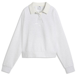 Жіноча толстовка Puma CLASS Relaxed Longsleeve Polo FL білий White Glow Heather