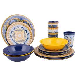Посуд Bo-Camp Tableware Sicilian 16pcs синій/жовтий