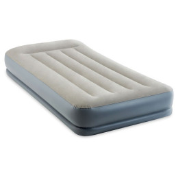 Надувний матрац Intex Twin Dura-Beam Pillow Rest сірий