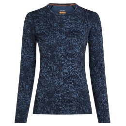Жіноча функціональна футболка Icebreaker Women M 200 Oasis LS Crewe Moss BloomAOP синій/чорний Midnvy/Dawn/Aop