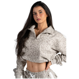 Жіноча толстовка Nebbia Half-Zip Leopard Sweatshirt Primal бежевий CREAM LEOPARD