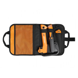 Kempingová sada Fiskars sekera + nůž + pilka černá/oranžová Black/orange