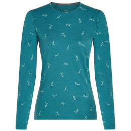 Жіноча функціональна футболка Icebreaker Women Merino 200 Oasis LS Crewe Snow Day блакитний Topaz/Hydro/Aop