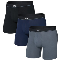 Чоловічі боксери Saxx Essential Cotton Boxer Brief Fly 3Pk чорний black/turbulence/maritime
