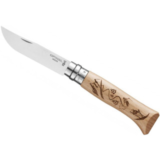 Nůž Opinel VRI No.08 Inox s rytinou Skiing přírodní natural